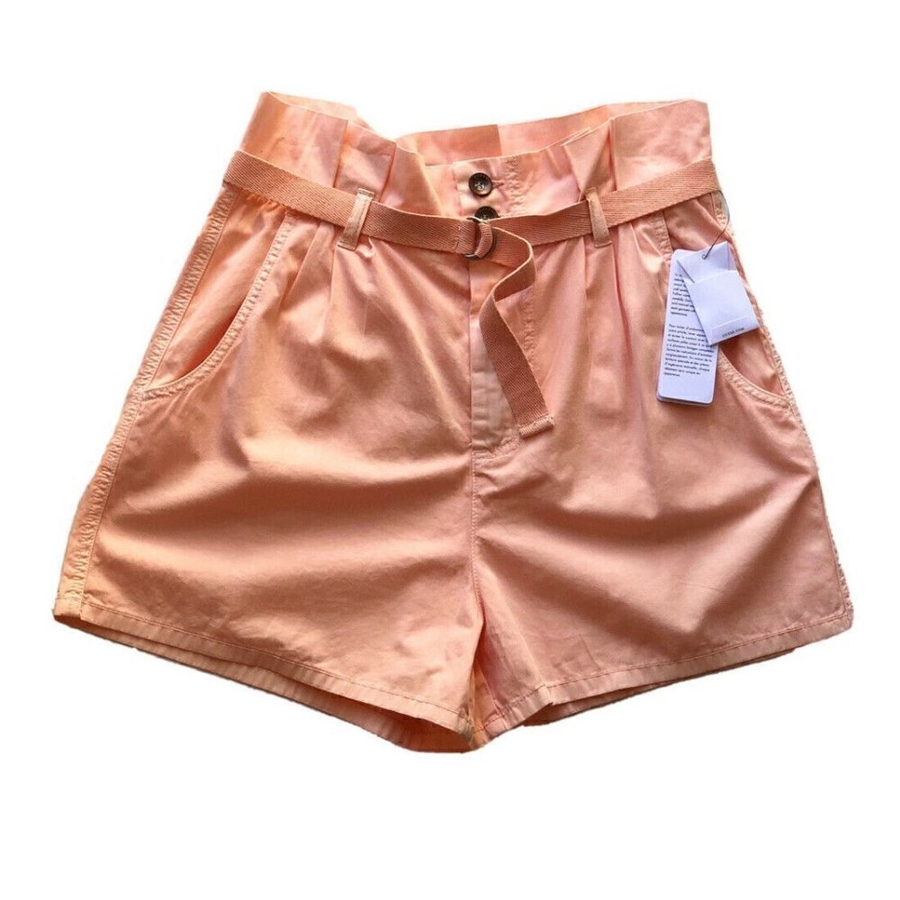 GUESS Women's Orange Sierra Cotton Paper Bag Shorts Peach Size 6 - Picture 8 of 11